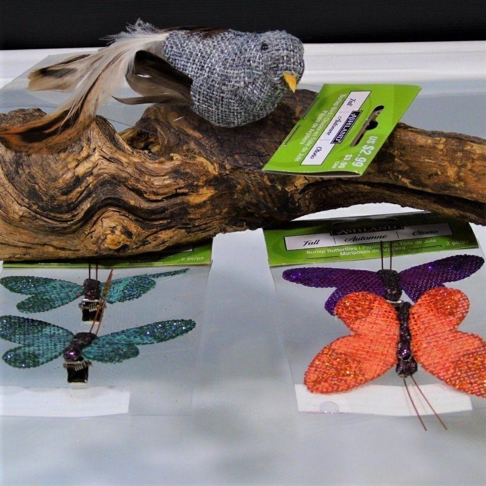 Burlap Bird and Butterflies Crafting Home Decor